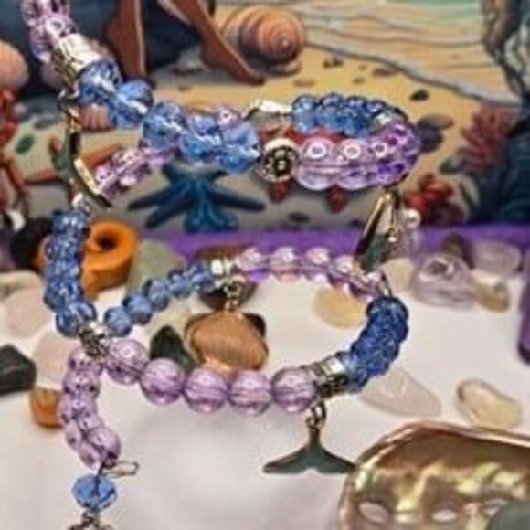 Ocean Inspired Beaded with Ocean Charms and Clear Quartz Point Sun Catcher - Picture 4 of 4